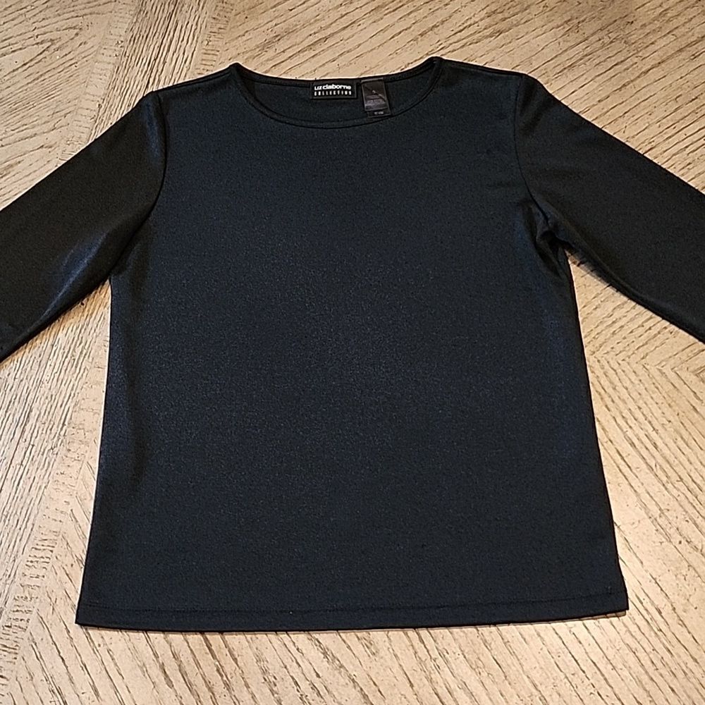 Black blouse quarter sleeve size S Liz Claiborne
